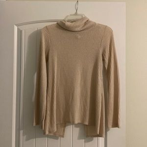 Open back turtle neck, small, tan